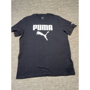 Men’s L Large Puma Shirt Sleeve T Shirt Black  White  EUC